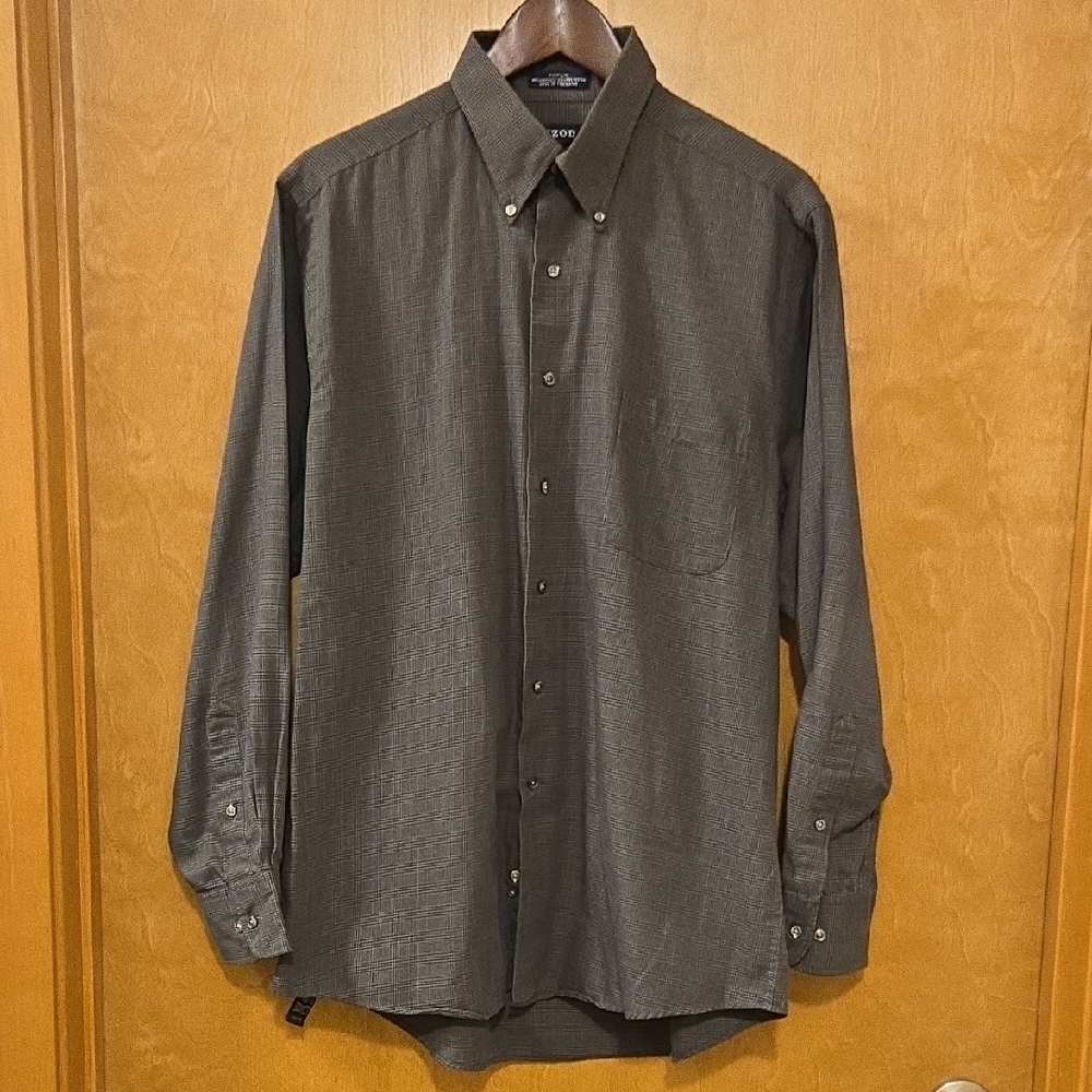 Mens Izod Charcoal Plaid Long Sleeve Button-Down Shirt